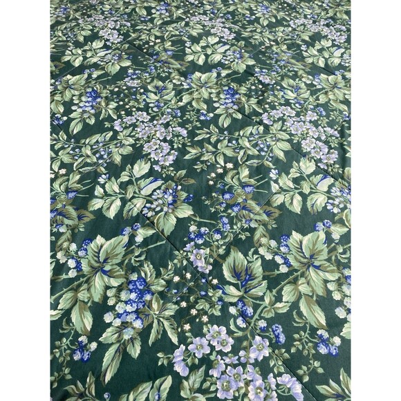 Vtg Laura Ashley Bramble Berry Green Floral Full / Queen Reversible Comforter - Picture 3 of 8